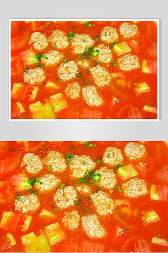 番茄肉丸汤美食图片