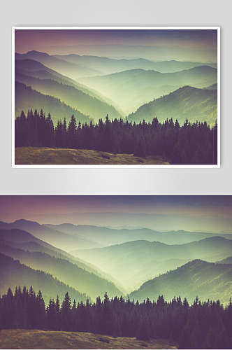 山峰山脉风景图片森林和远山视觉摄影图