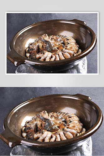 砂锅生焗盘龙鳝美食食品图片