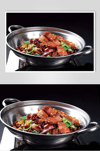 炝锅红烧肉美食摄影图片