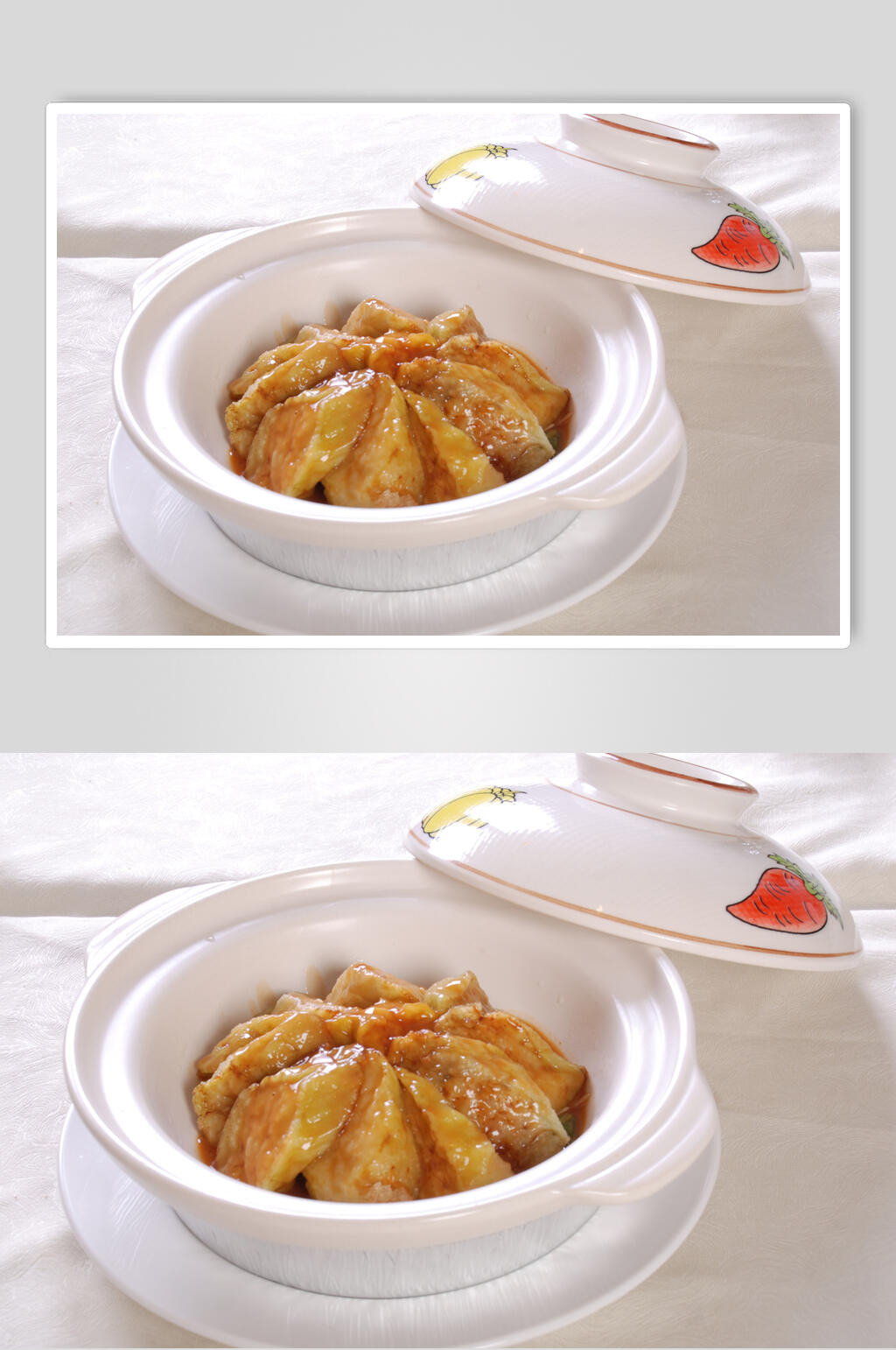 鲍汁芋香茄盆美食摄影图片素材
