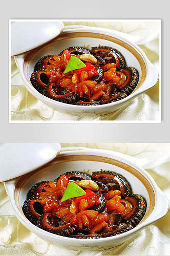 黄鳝鞭花煲食物摄影图片