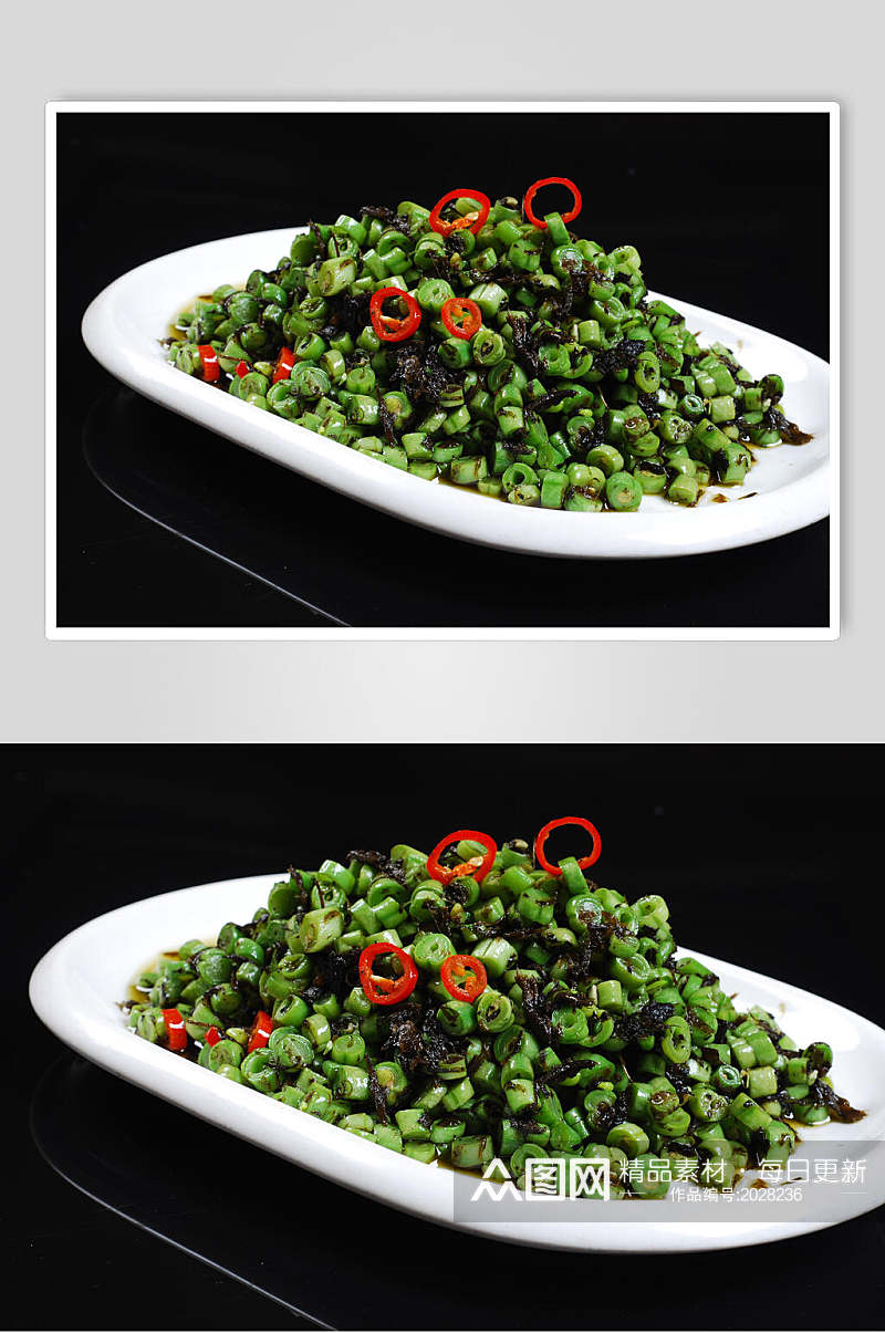 榄菜肉碎炒豆角摄影图片素材