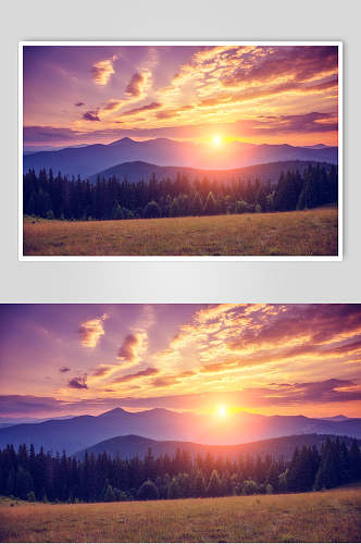 日出山峰山脉风景图片