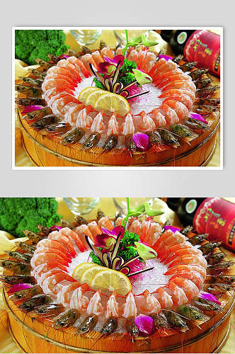 新鲜鲜虾刺身食物摄影图片