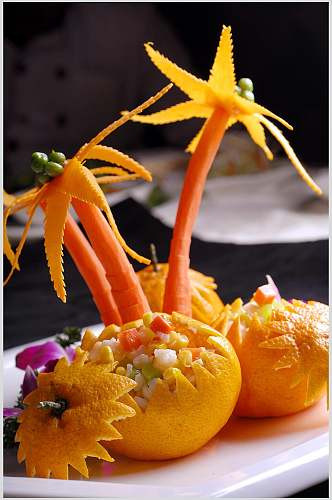 橙香鲈鱼盏食品摄影图片