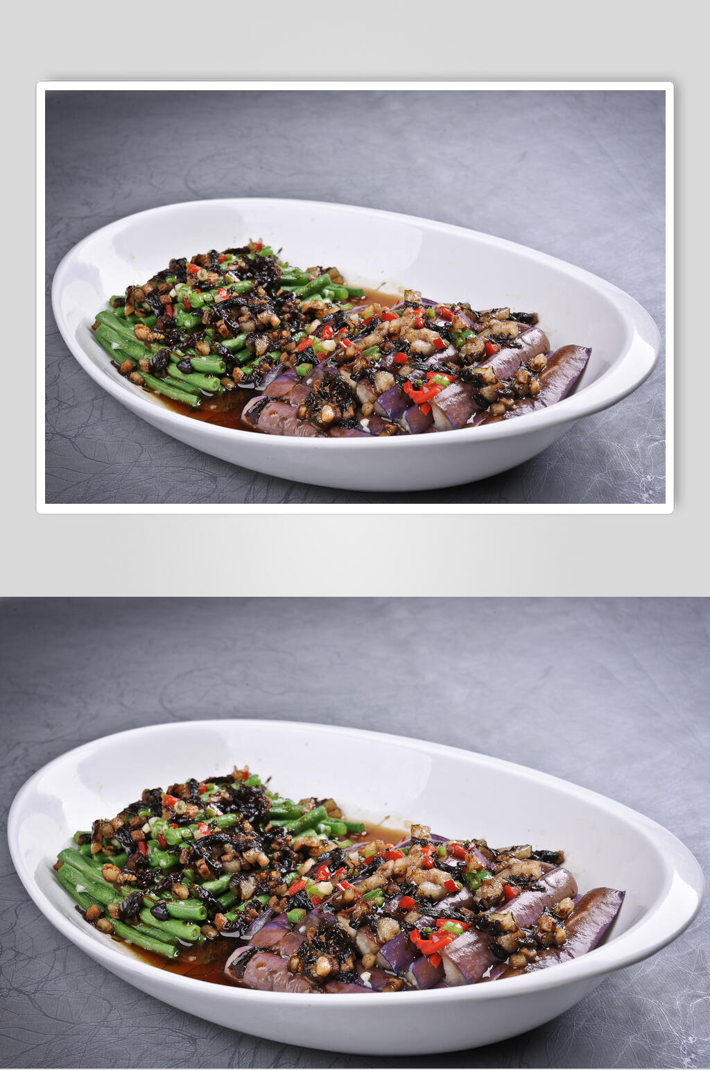 榄菜肉松蒸双蔬美食摄影图片素材
