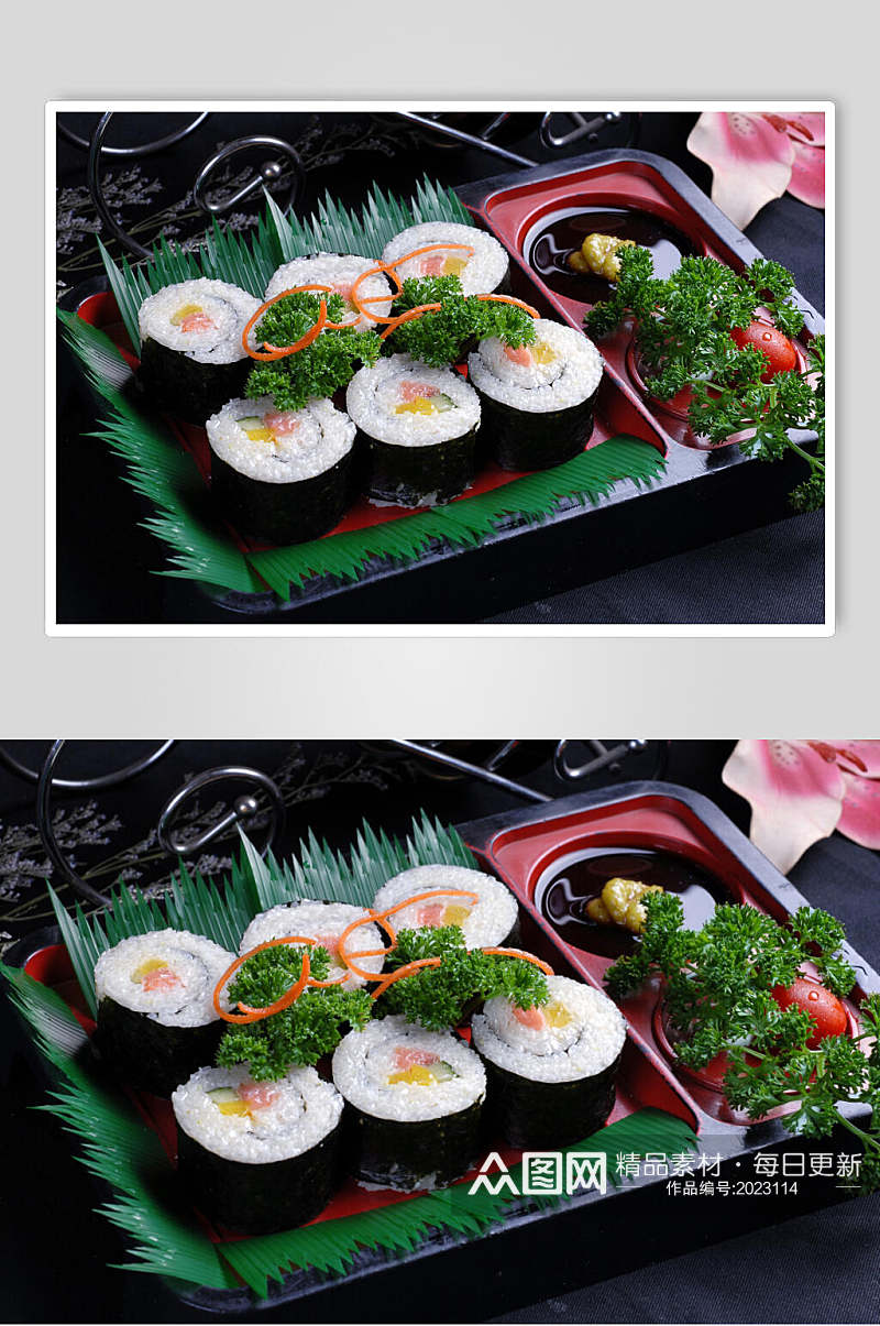 日本料理三文鱼寿司美食摄影图片素材
