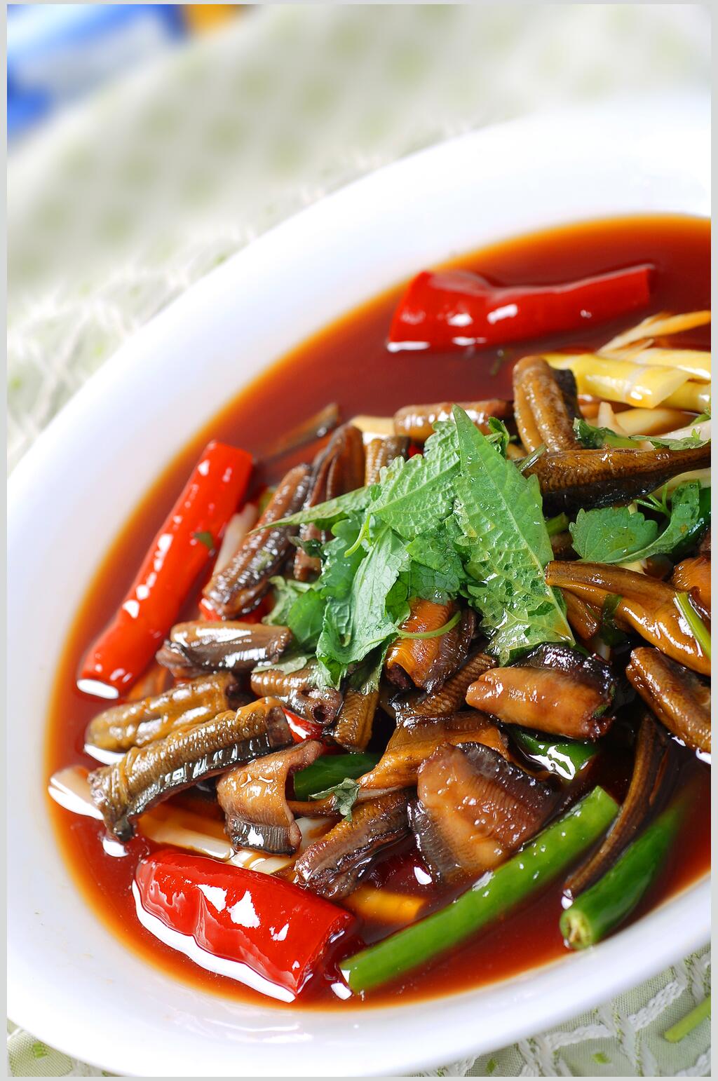 鲜香美味藿香鳝鱼食品图片素材
