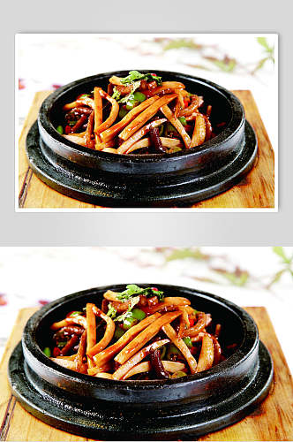 石锅双菇美食食品图片