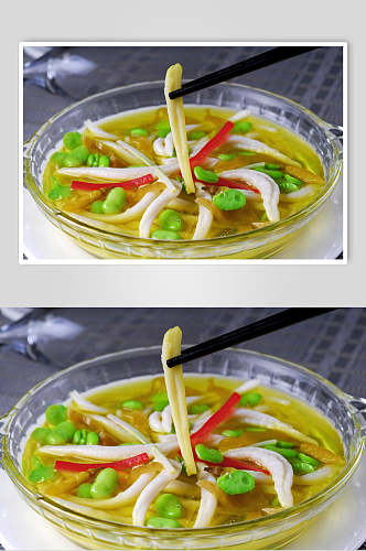 酸菜蚕豆烩面鱼餐饮食品图片