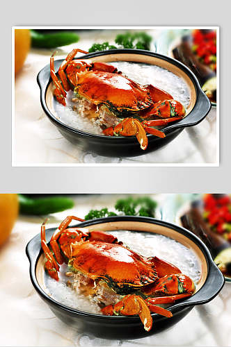 肉蟹砂锅粥食物图片