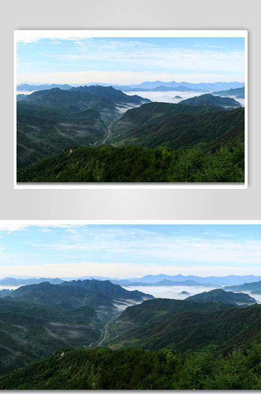 清新蓝天白云山峰山脉风景图片
