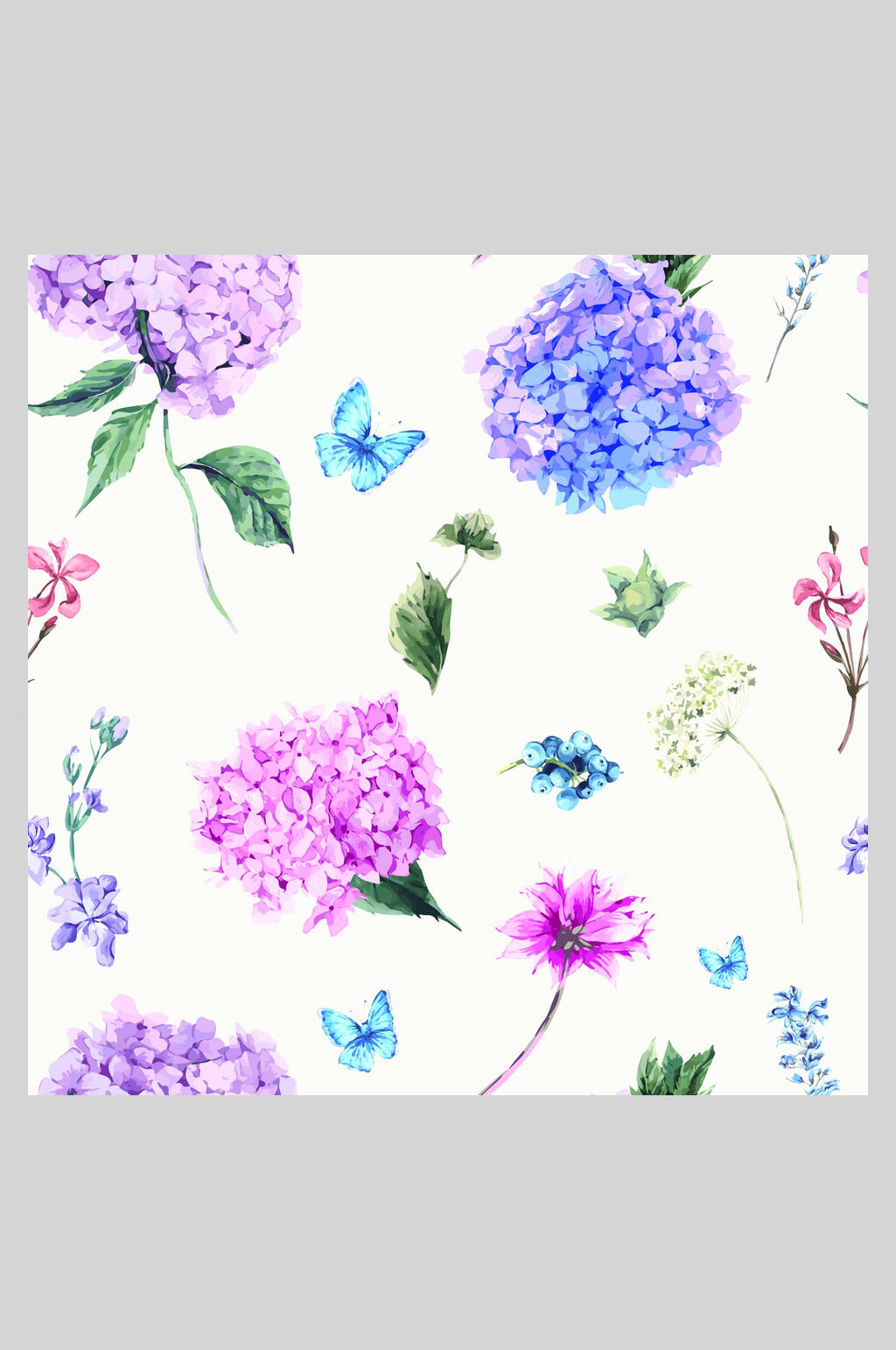 简洁绣球花花卉婚礼邀请函矢量插画素材素材