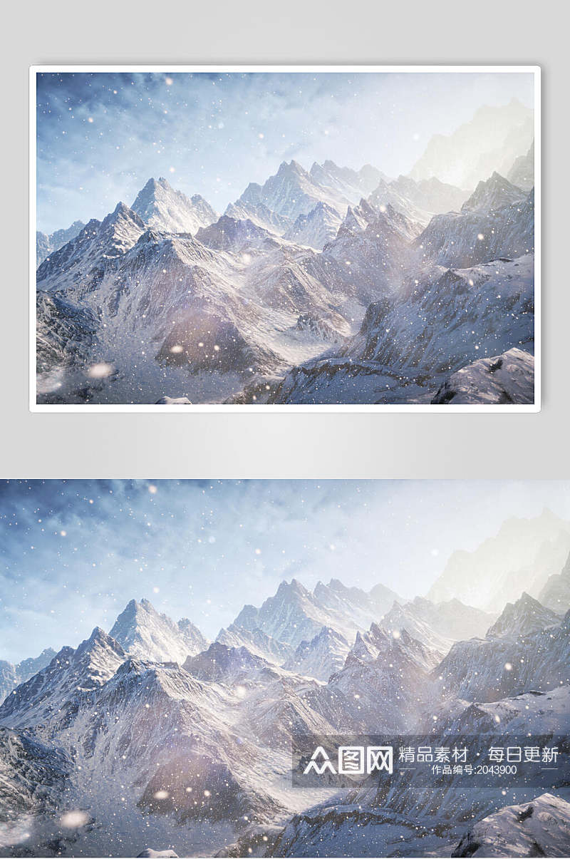 雪景山峰风景图片素材