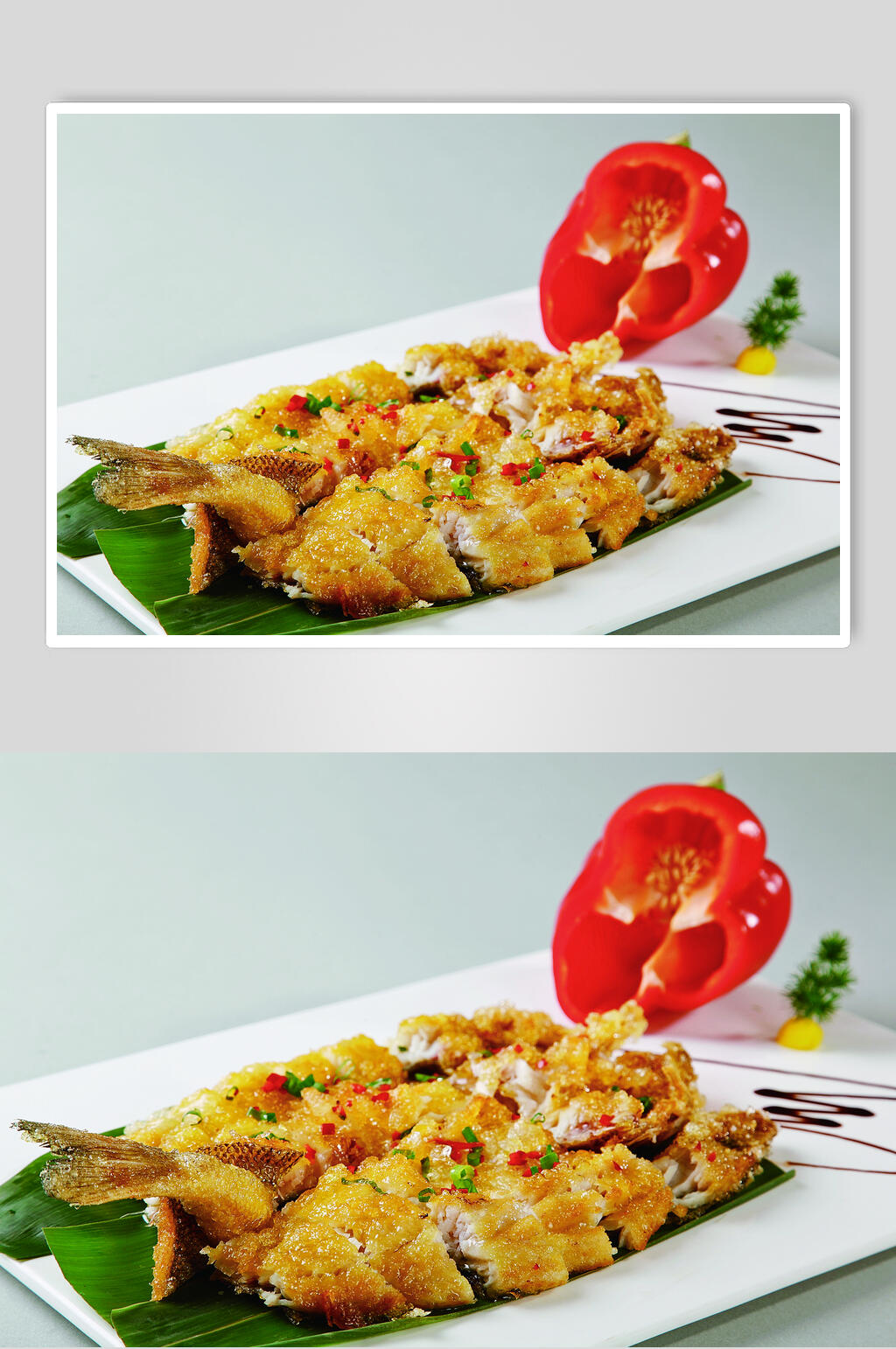 蒜香煎鲈鱼美食食品图片素材