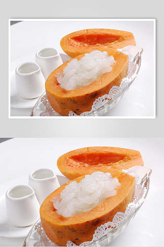 招牌美味木瓜炖雪蛤美食食品图片