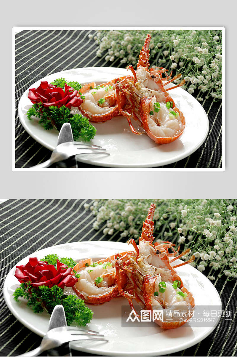 招牌海鲜龙虾仔食品图片素材