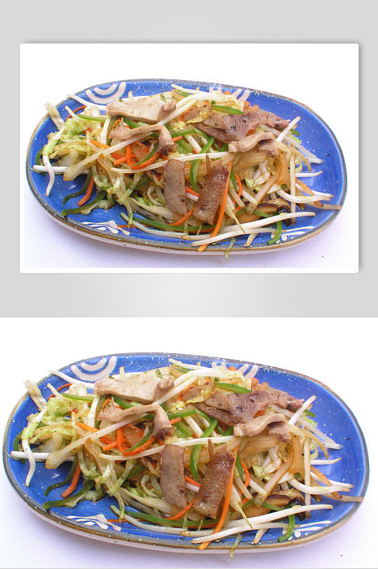 牛舌炒蔬菜食品摄影图片
