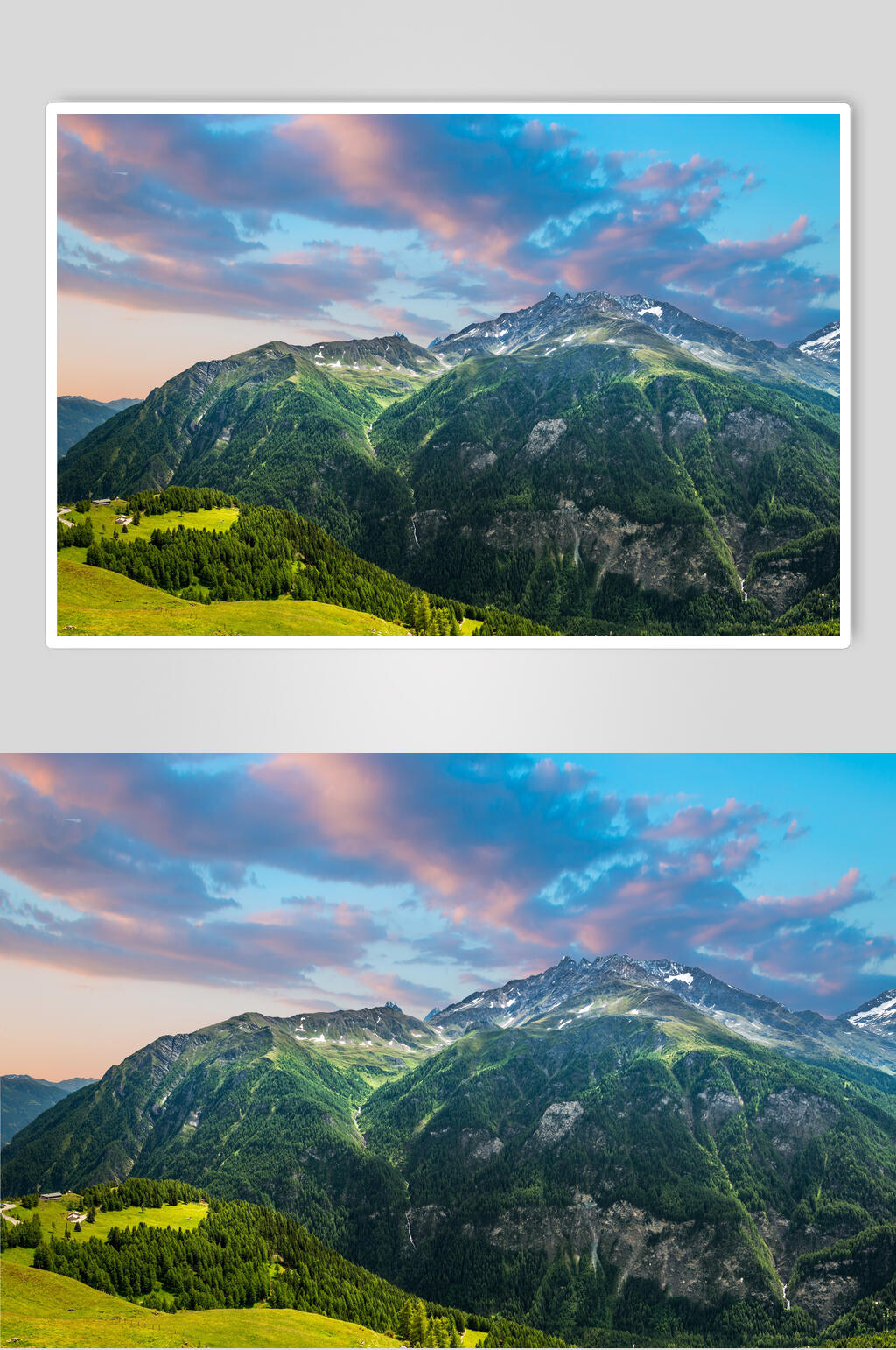 黄昏霞光山峰山脉风景图片素材