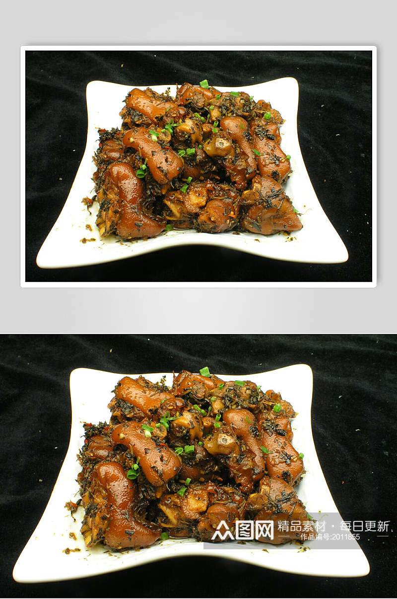 马齿苋烧猪手食品摄影图片素材