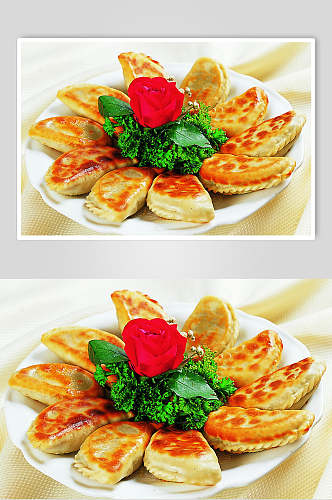招牌美味香煎菜盒食物摄影图片