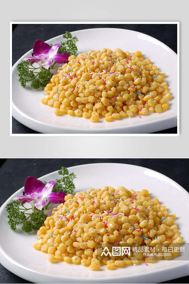 小吃金沙玉米美食摄影图片素材