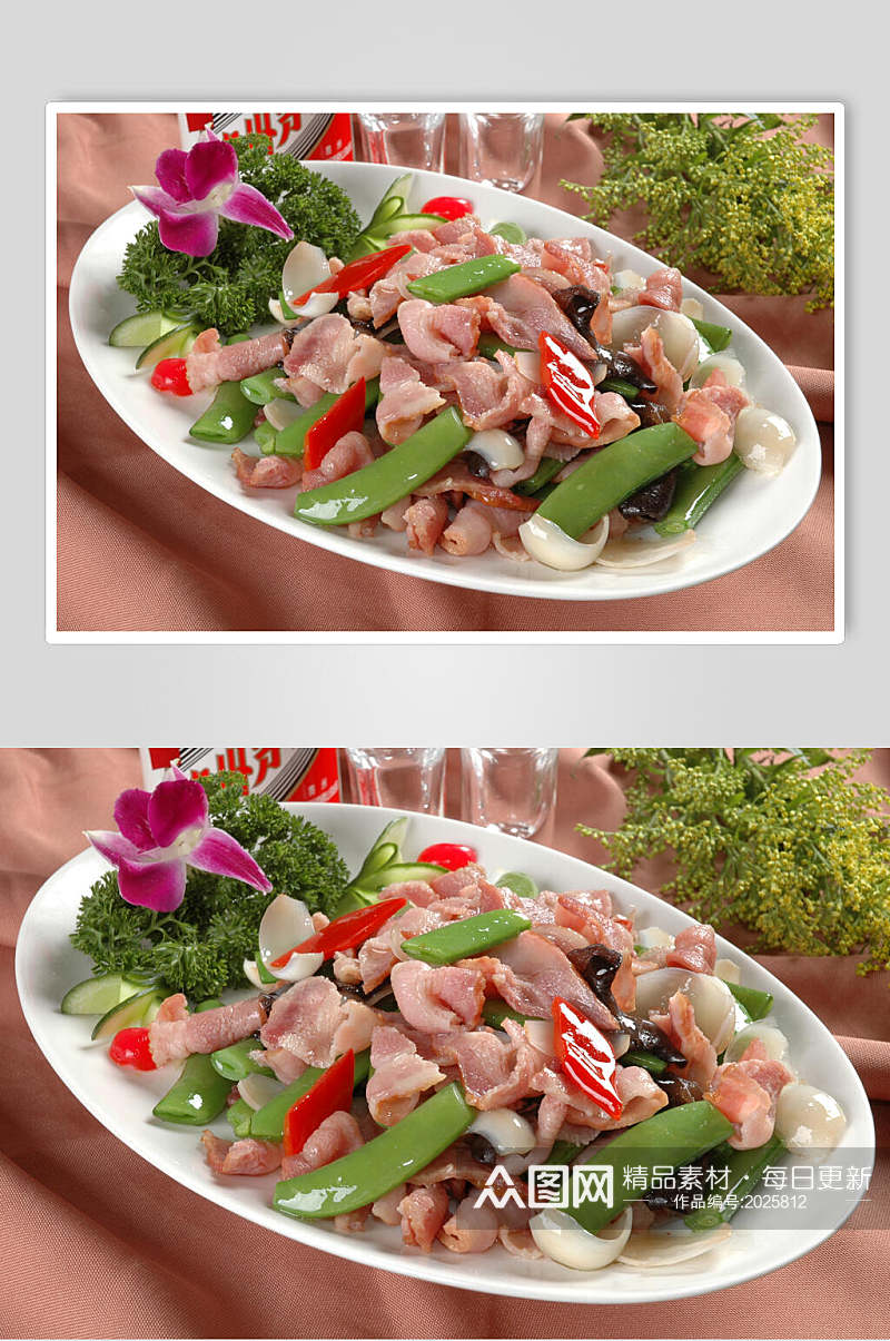 蜜豆百合炒腌肉美食图片素材