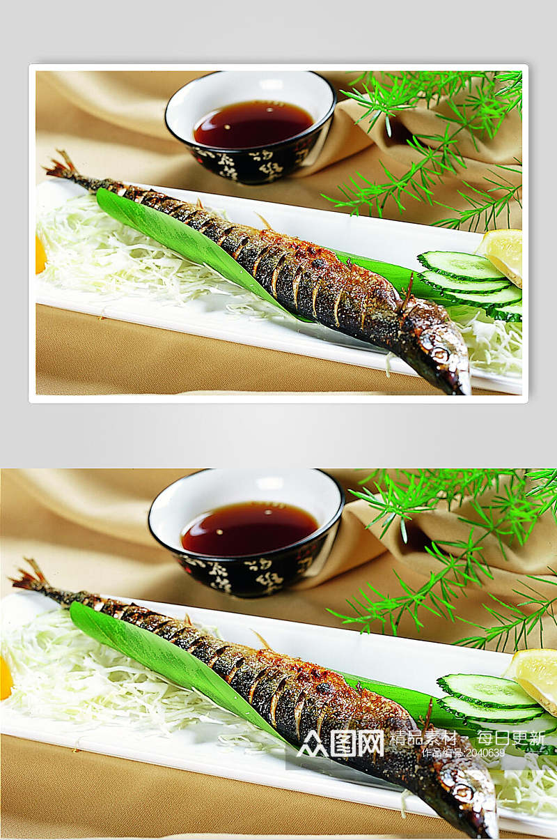 盐烧秋刀鱼美食食品图片素材