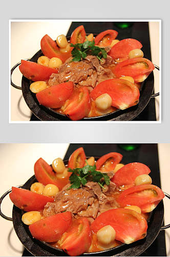 牛腩柿子小土豆美食摄影图片