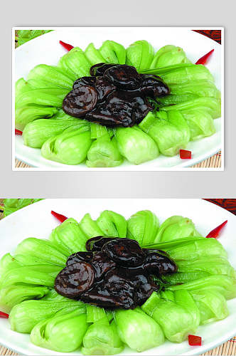 新鲜香菇小油菜食物摄影图片