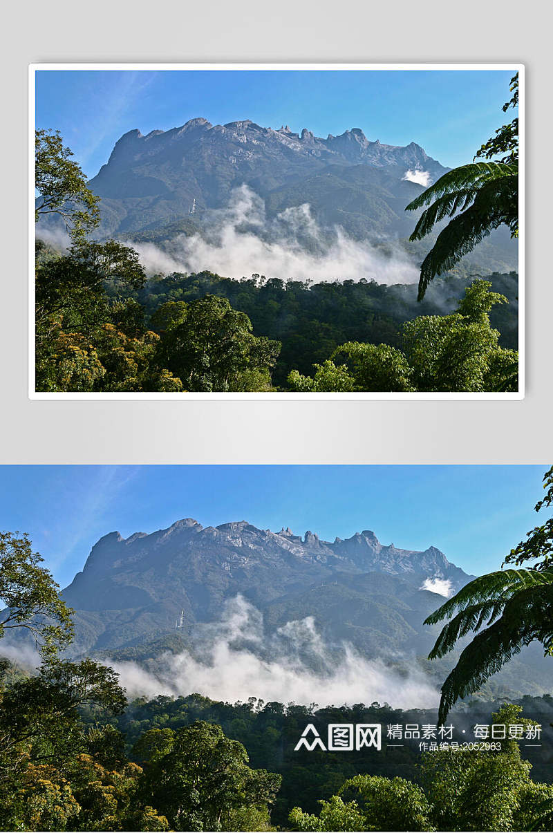 蓝天云海山峰山脉风景图片素材