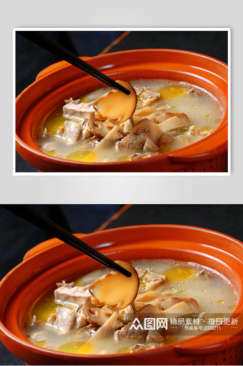 汤类松茸炖土鸡美食摄影图片素材