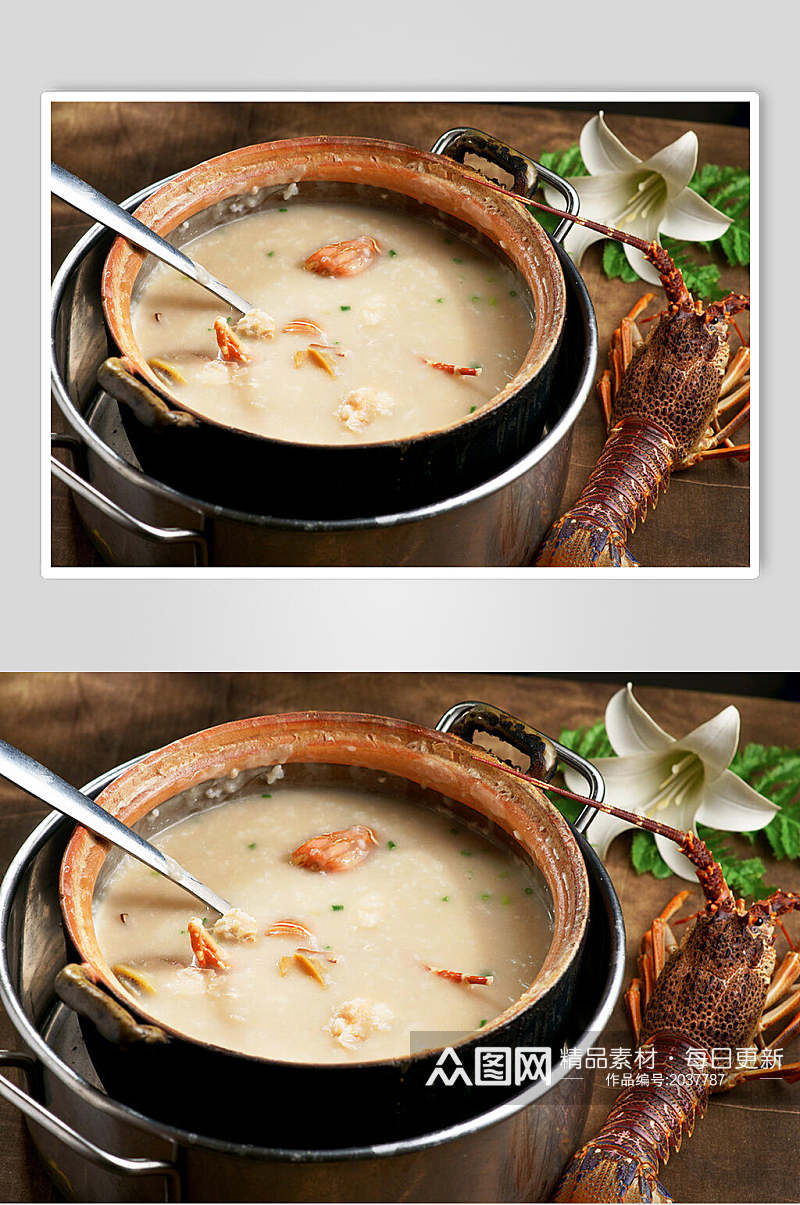 龙虾煲仔粥食物摄影图片素材