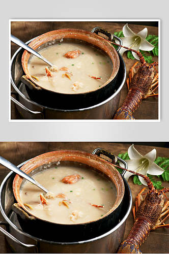 龙虾煲仔粥食物摄影图片