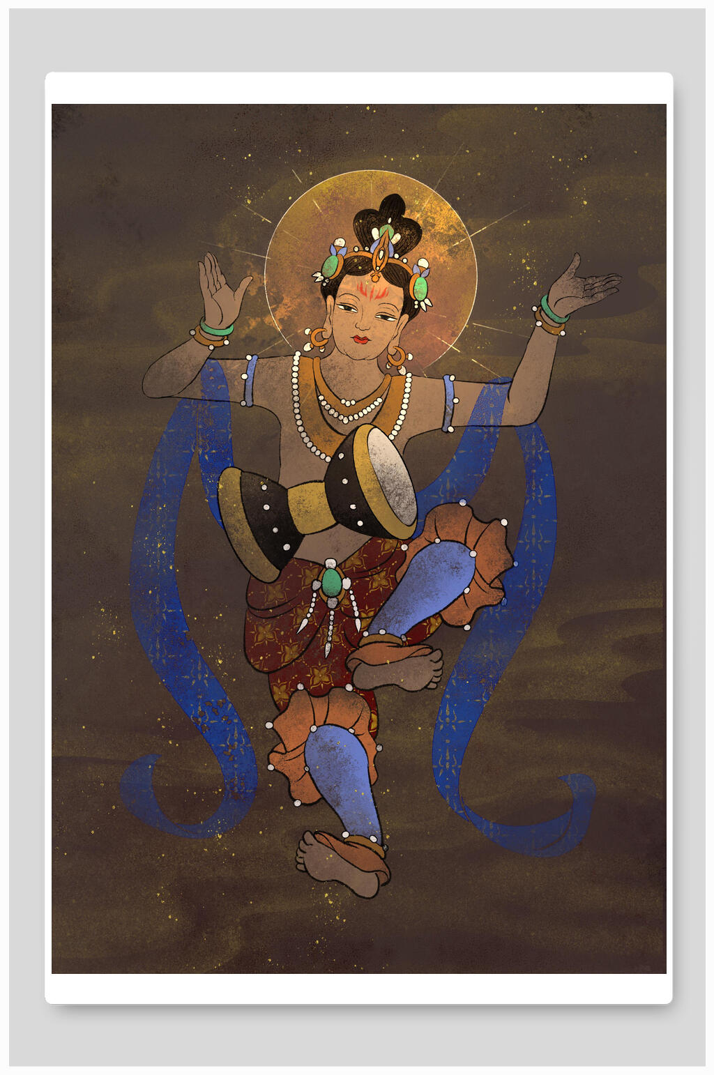 古曲乐器女性插画素材