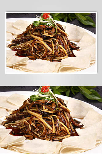 新鲜响油鳝丝美食食物图片