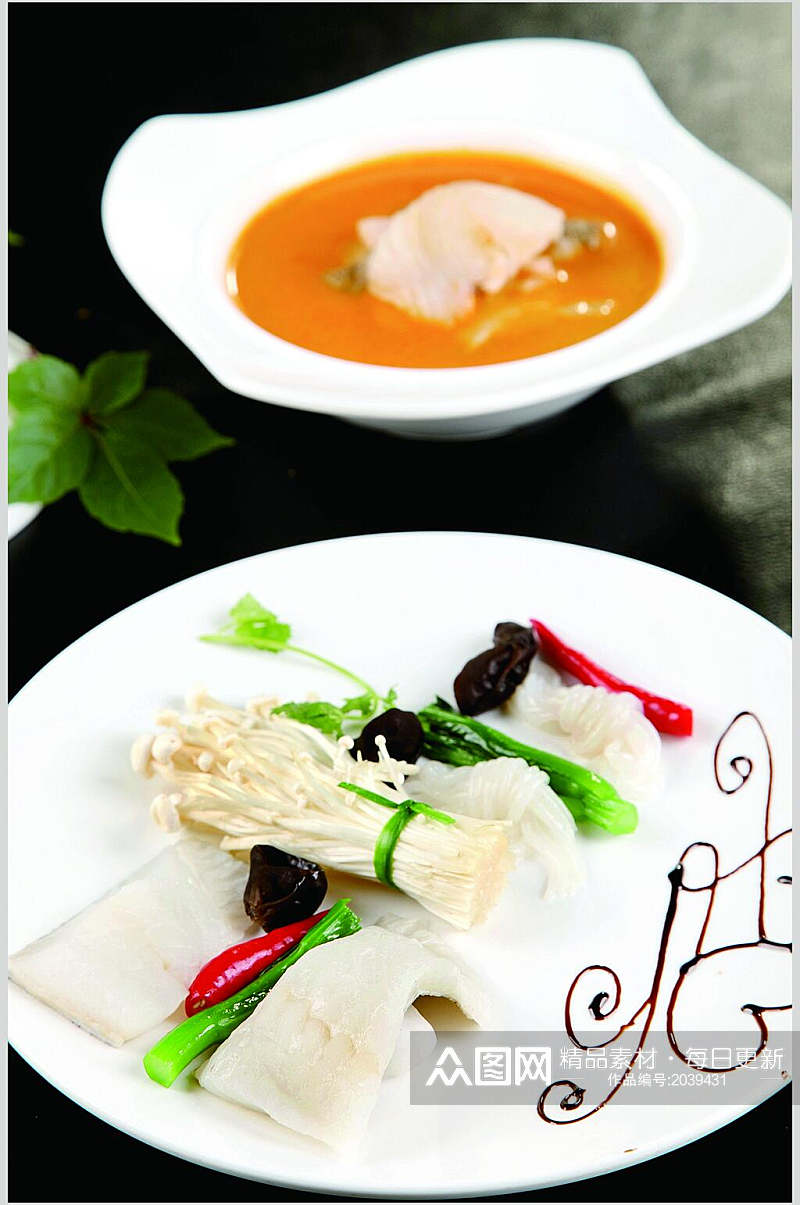 泰国冬阴功浸老虎斑美食食物图片素材
