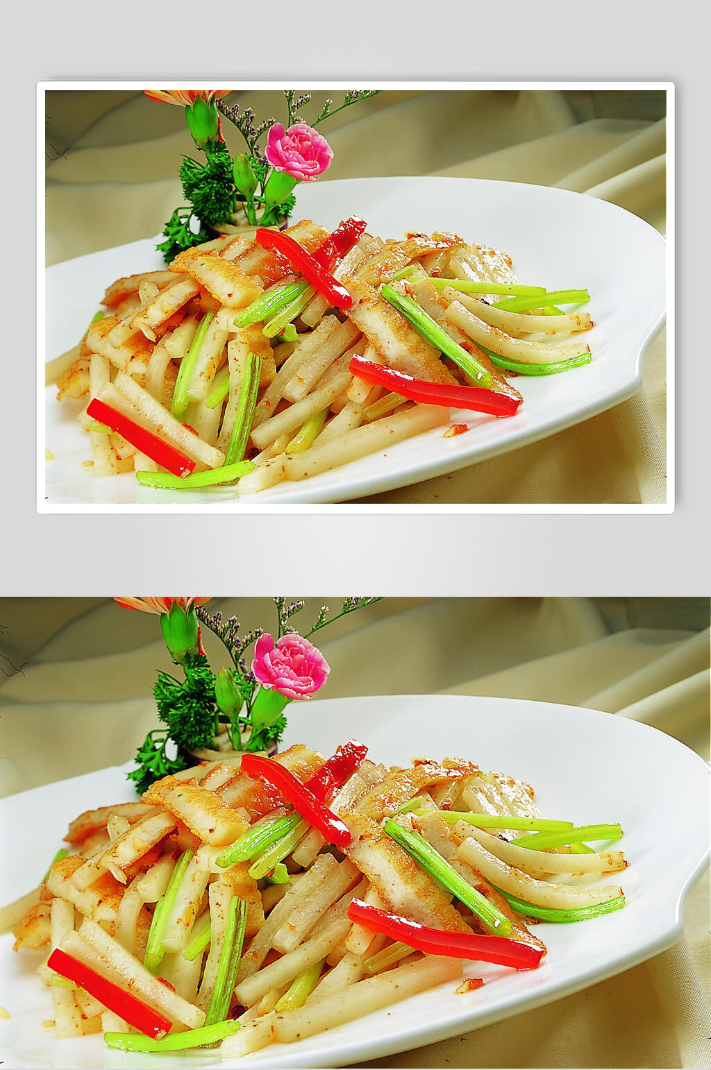 萝卜条生炒鱼柳美食图片素材