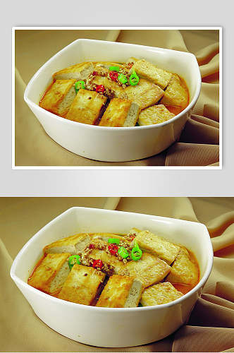 香煎水豆腐食物图片