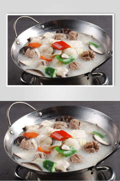 锅仔杂菌双丸食物图片