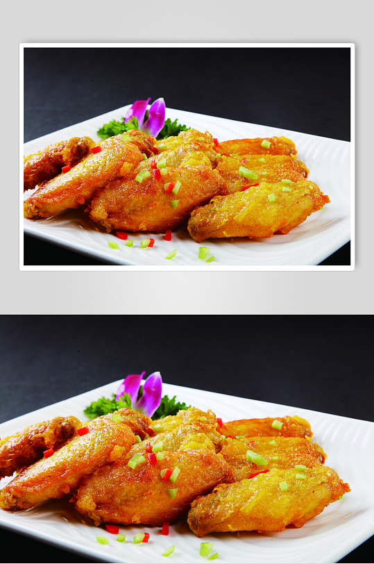 新鲜蒜香鸡中翅美食食品图片