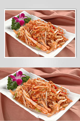 酸白菜肉丝炒粉条食物图片