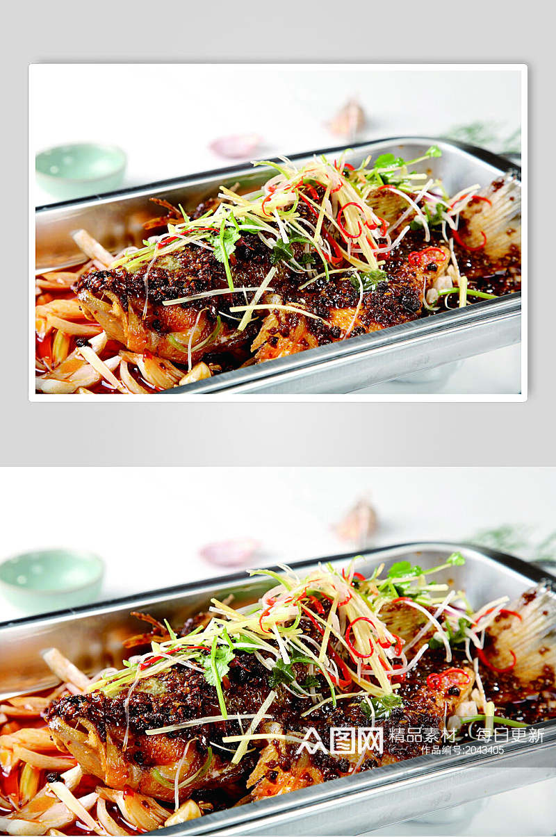香辣碳烤鲈鱼餐饮食物图片素材