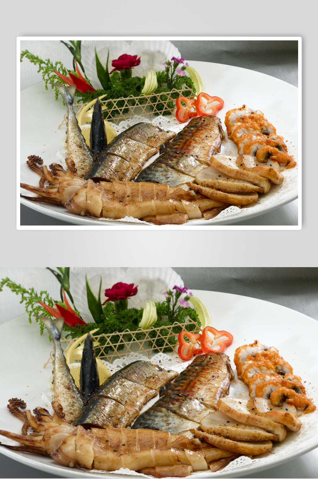 炭烧海鲜拼盘美食摄影图片素材