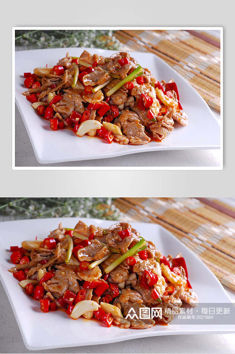 热菜小米椒炒黑山羊美食摄影图片素材