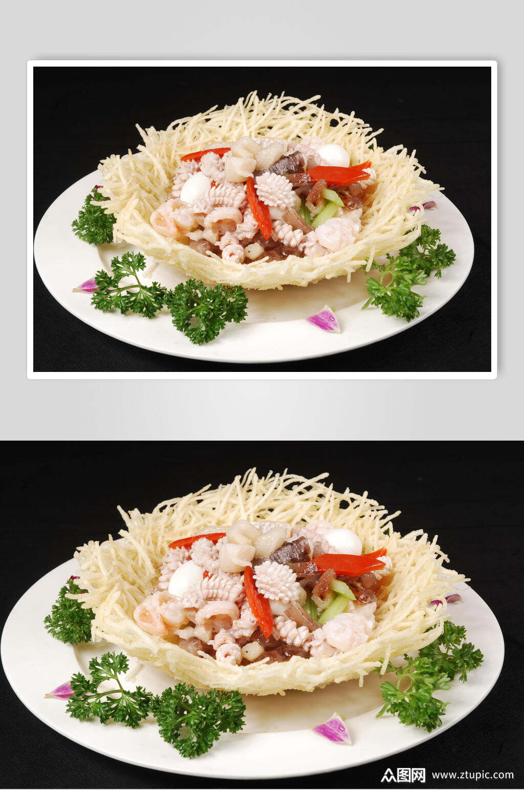 雀巢炒三鲜餐饮食品图片