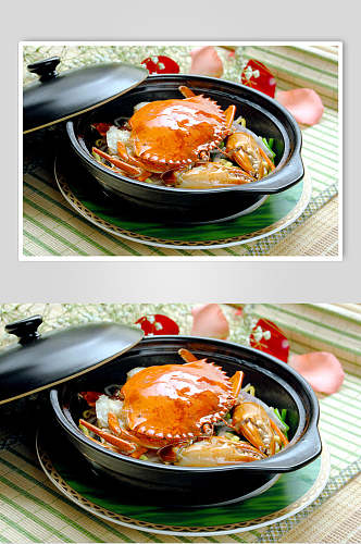 海鲜西湖肉蟹煲美食摄影图片
