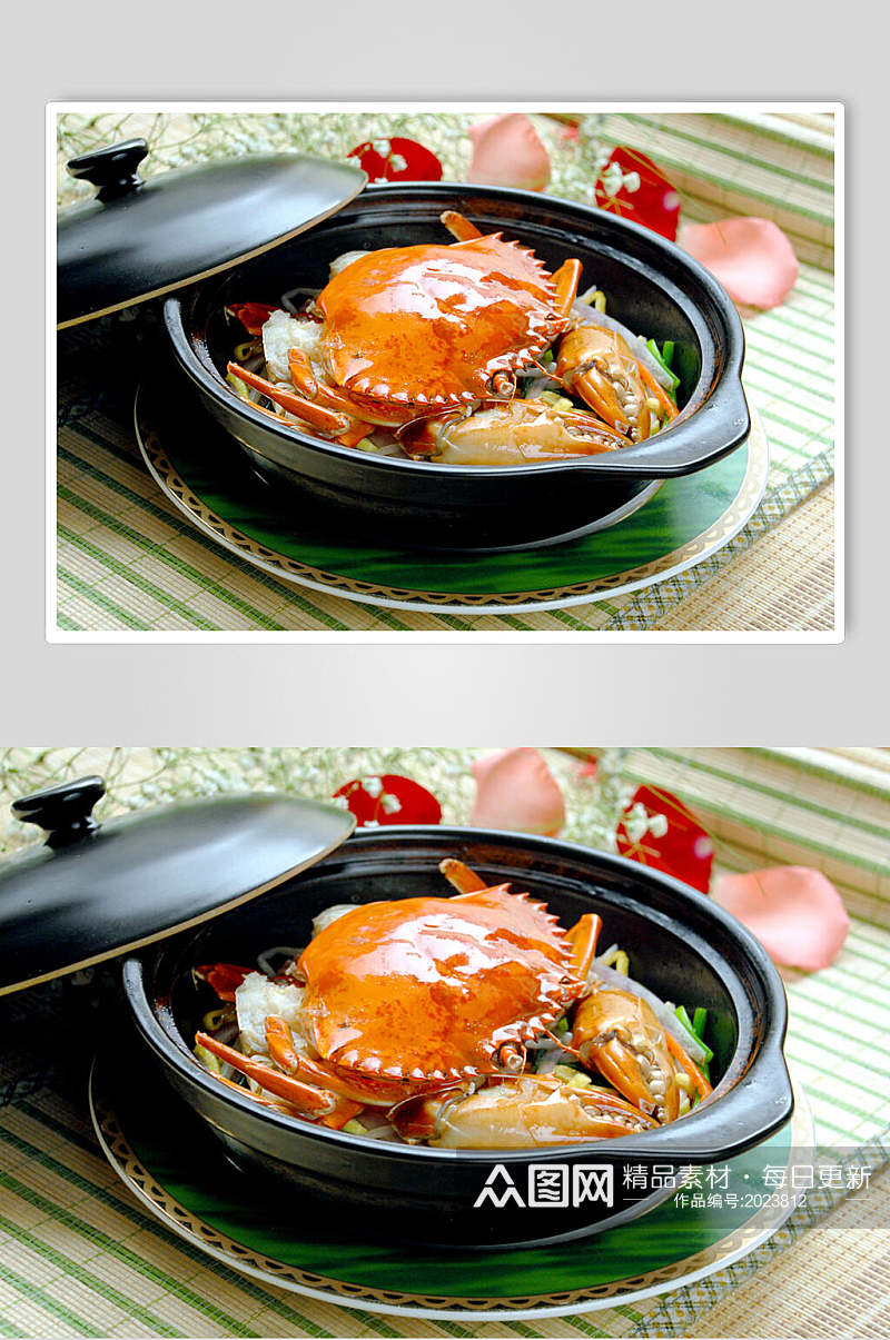 海鲜西湖肉蟹煲美食摄影图片素材