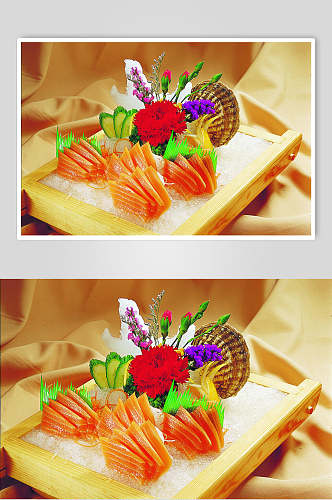 挪威三文鱼刺身餐饮美食图片